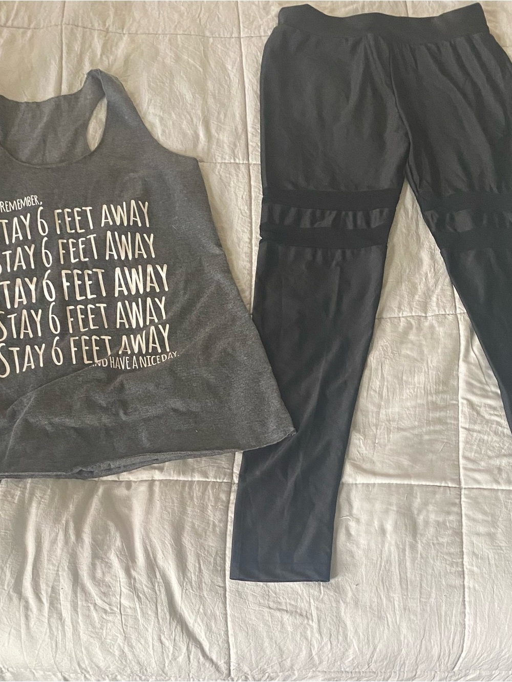 Women’s Black Active Leggings - Comfort High-Rise and gray top